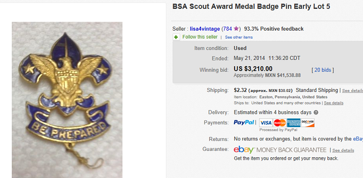 Most Expensive Badges Sold on  May 2014